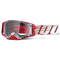 100% 'Armega' MX Goggles - Oversized Deep Red (Clear Lens)