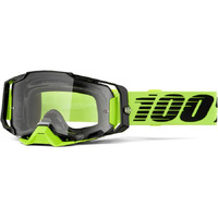 100% 'Armega' MX Goggles - Neon Yellow (Clear Lens)