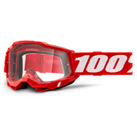 100% 'Accuri 2' MX Goggles - Red (Clear Lens)