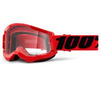 100% 'Strata 2' MX Goggles - Red (Clear Lens)