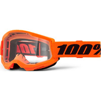 100% 'Strata 2' MX Goggles - Neon Orange (Clear Lens)