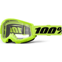 100% 'Strata 2' MX Goggles - Neon Yellow (Clear Lens)