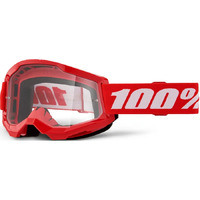 100% 'Strata 2' MX Goggles - Red (Clear Lens)