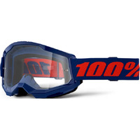 100% 'Strata 2' MX Goggles - Navy (Clear Lens)