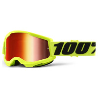 100% 'Strata 2' MX Goggles - Yellow (Mirror Red Lens)