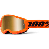 100% 'Strata 2' MX Goggles - Neon Orange (Mirror Gold Lens)