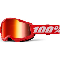 100% 'Strata 2' MX Goggles - Red (Mirror Red Lens)