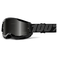 100% 'Strata 2 Sand' MX Goggles - Black (Smoke Lens)