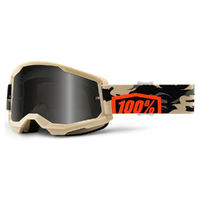 100% 'Strata 2 Sand' MX Goggles - Kombat (Smoke Lens)