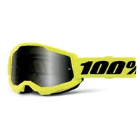 100% 'Strata 2 Sand' MX Goggles - Neon Yellow (Smoke Lens)