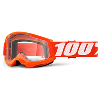 100% 'Strata 2' Youth MX Goggles - Orange (Clear Lens)