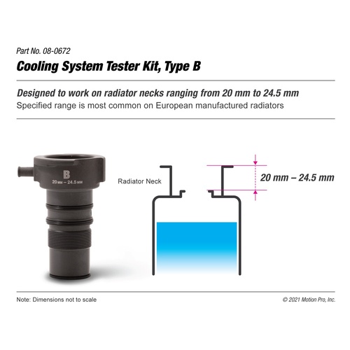 Motion Pro Cooling System Tester Adaptor Only - Type B (Radiator Neck Range 20mm - 24.5mm) - Euro Motorcycles