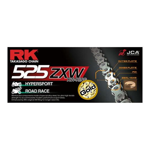 RK Chain 525ZXW - 130 Link - Gold