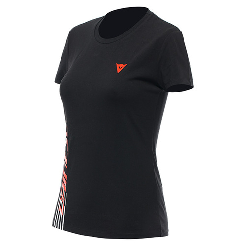 DAINESE CASUAL LOGO LADY T-SHIRT - Black/Fluo-Red