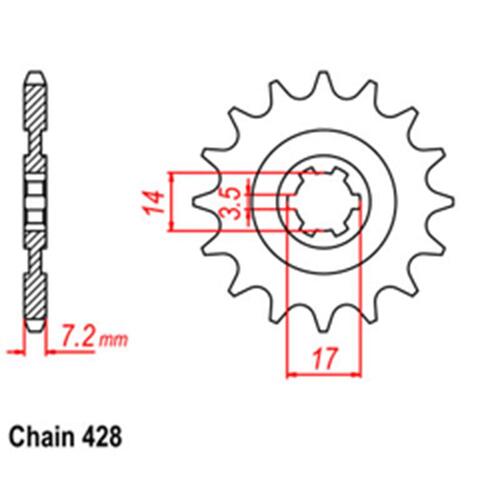 Front Sprocket - Steel 15T 428P