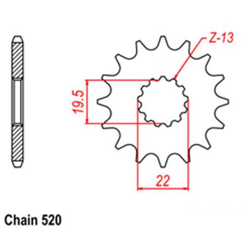 Front Sprocket - Steel 13T 520P