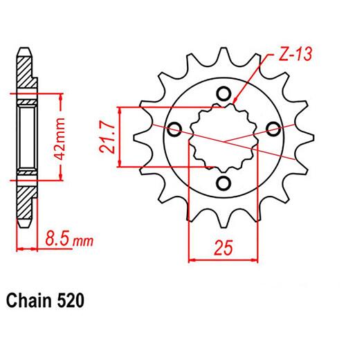 Front Sprocket - Steel 14T 520P D/D