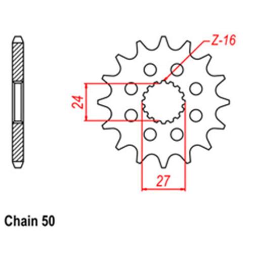 Front Sprocket - Steel 16T 530P