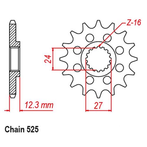 Front Sprocket - Steel 16T 525P