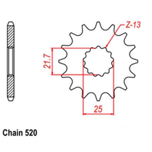 Front Sprocket - Steel 17T 520P (Not D/D)