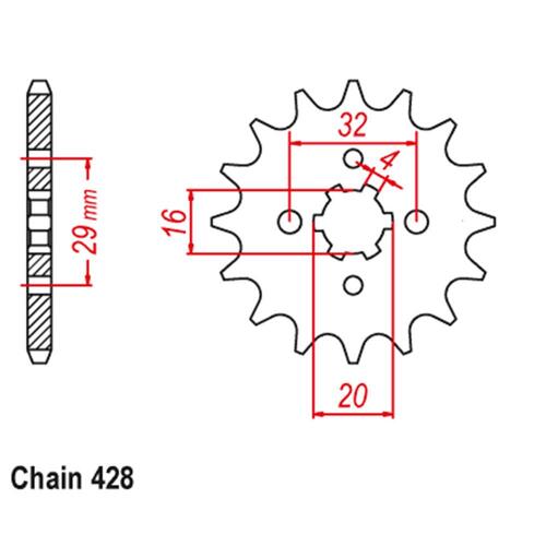 Front Sprocket - Steel 14T 428P D/D