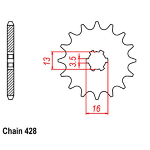 Front Sprocket - Steel 13T 428P