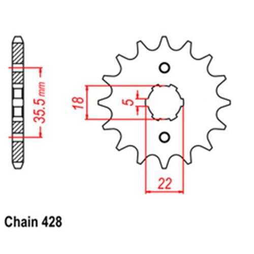 Front Sprocket - Steel 14T 428P