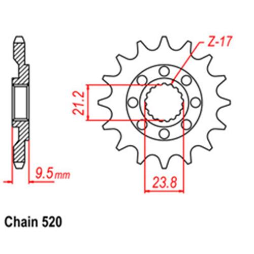 Front Sprocket - Steel 15T 520P