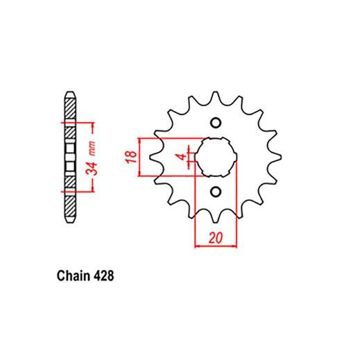 Front Sprocket - Steel 16T 428P