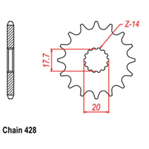 Front Sprocket - Steel 13T 428P