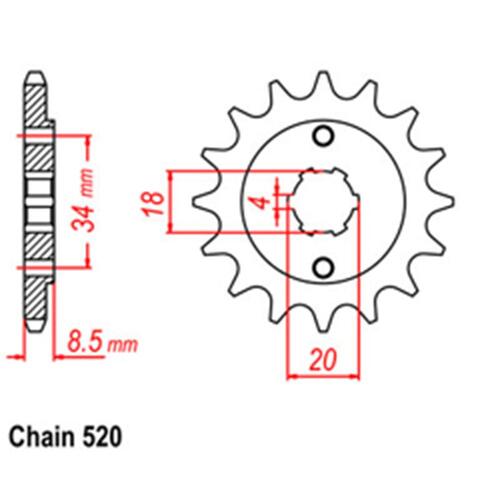 Front Sprocket - Steel 15T 520P