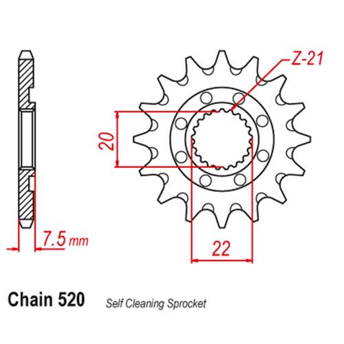 Front Sprocket - Steel 14T 520P