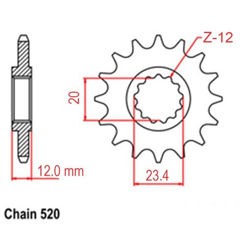 Front Sprocket - Steel 12T 520P CRF450L