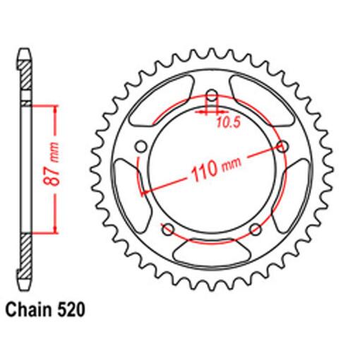 Rear Sprocket - Steel 39T 520P