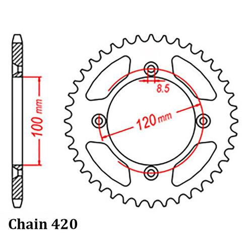 Rear Sprocket - Steel 45T 420P