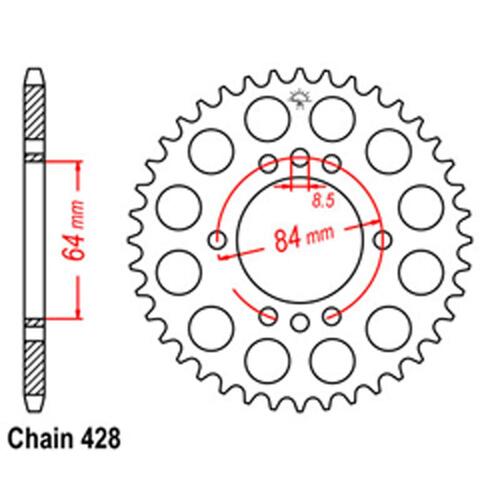 Rear Sprocket - Steel 45T 428P (D/D)