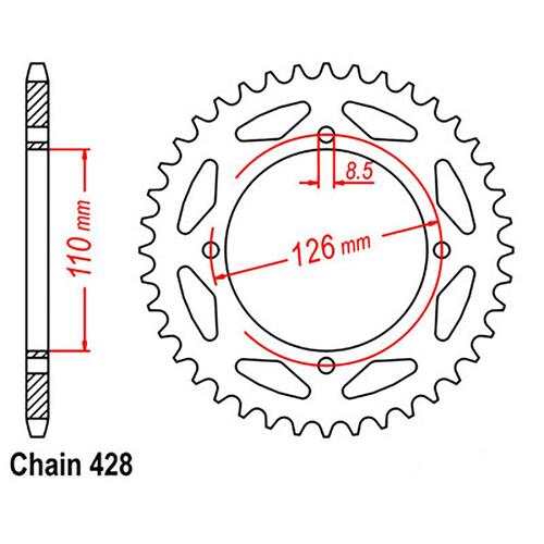 Rear Sprocket - Steel 52T 428P