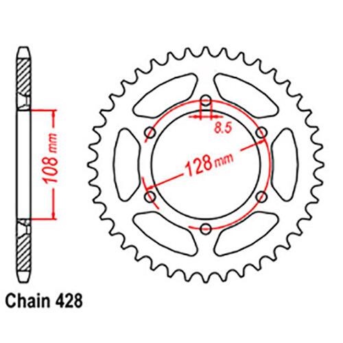 Rear Sprocket - Steel 48T 428P