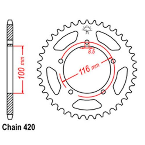 Rear Sprocket - Steel 44T 420P