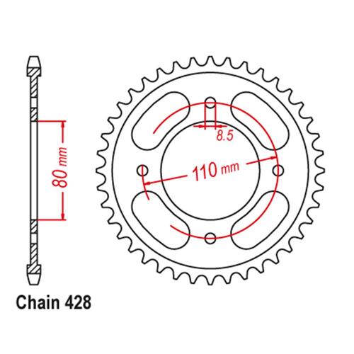 Rear Sprocket - Steel 41T 428P (CBF125M)