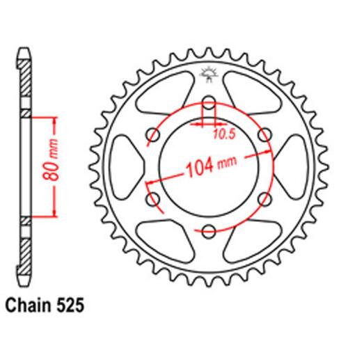 Rear Sprocket - Steel 40T 525P