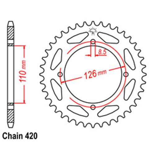 Rear Sprocket - Steel 43T 420P