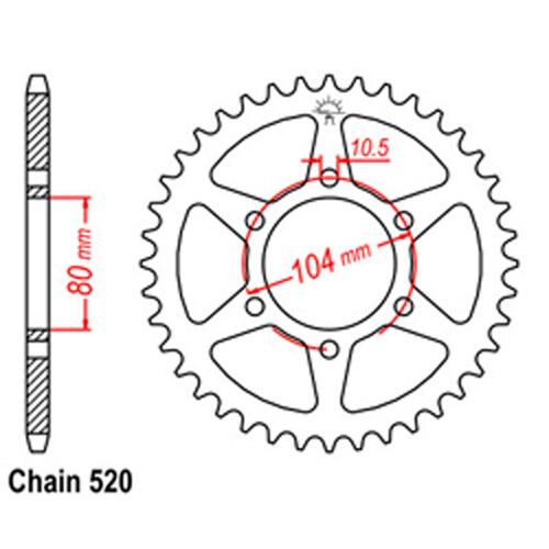 Rear Sprocket - Steel 42T 520P