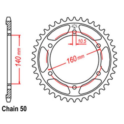 Rear Sprocket - Steel 45T 530P