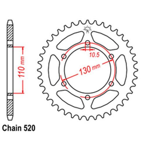 Rear Sprocket - Steel 42T 520P