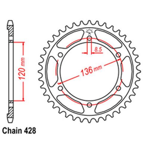 Rear Sprocket - Steel 51T 428P