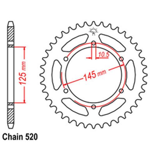 Rear Sprocket - Steel 45T 520P