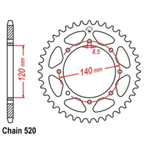 Rear Sprocket - Steel 37T 520P