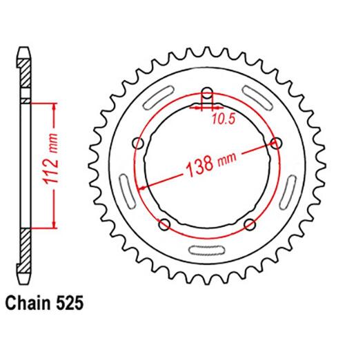 Rear Sprocket - Steel 41T 525P