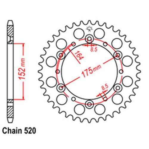 Rear Sprocket - Steel 52T 520P D/D